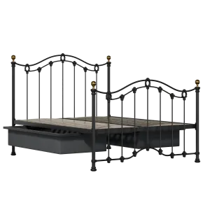 Clarina iron/metal bed in black with drawers - Thumbnail
