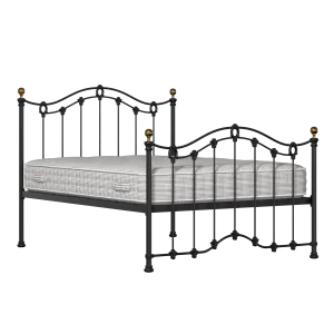 Clarina iron/metal bed in black with Juno mattress - Thumbnail