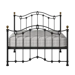 Clarina iron/metal bed in black with Juno mattress - Thumbnail
