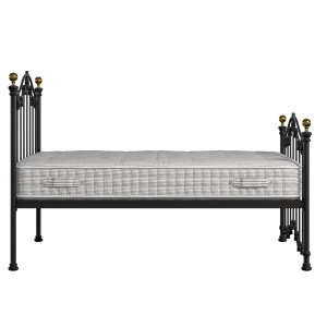 Clarina iron/metal bed in black with Juno mattress - Thumbnail