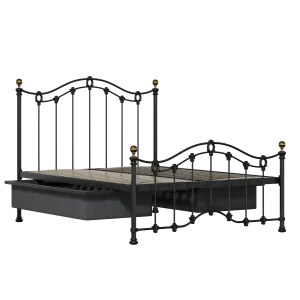 Clarina Low Footend iron/metal bed in black with drawers - Thumbnail