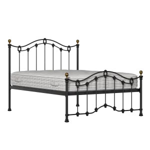 Clarina Low Footend iron/metal bed in black with Juno mattress - Thumbnail