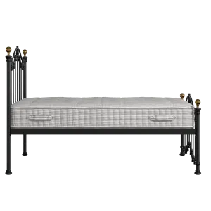 Clarina Low Footend iron/metal bed in black with Juno mattress - Thumbnail