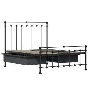 Edwardian iron/metal bed in black with drawers - Thumbnail
