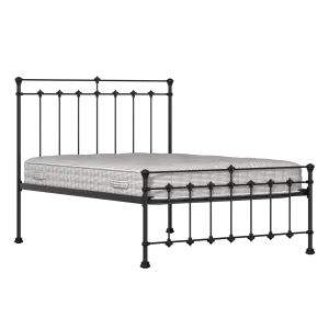 Edwardian iron/metal bed in black with Juno mattress - Thumbnail