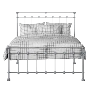 Edwardian iron/metal bed in silver - Thumbnail