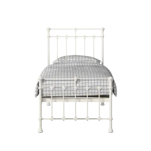 Edwardian iron/metal single bed in ivory - Thumbnail