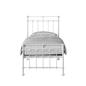 Edwardian iron/metal single bed in white - Thumbnail