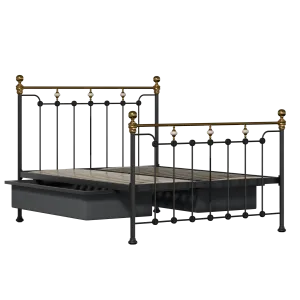 Glenholm iron/metal bed in black with drawers - Thumbnail