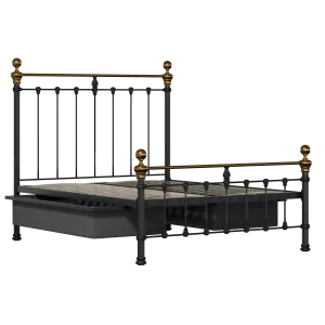 Hamilton Low Footend iron/metal bed in black with drawers - Thumbnail