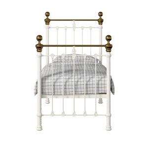 Hamilton iron/metal single bed in ivory - Thumbnail