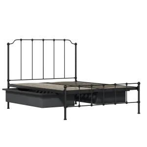 Julia iron/metal bed in black with drawers - Thumbnail