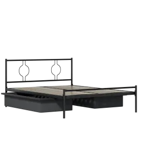 Meiji cama de metal en negro con cajones - Thumbnail
