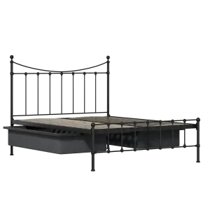 Olivia iron/metal bed in black with drawers - Thumbnail