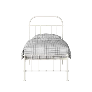 Solomon iron/metal single bed in ivory - Thumbnail
