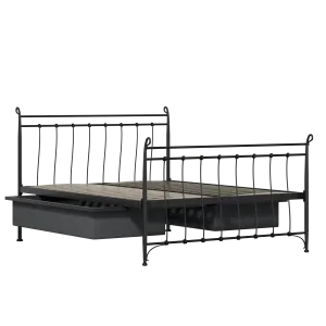 Tiffany iron/metal bed in black with drawers - Thumbnail