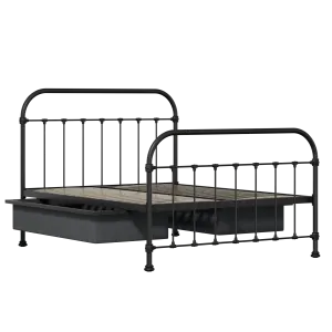 Timolin iron/metal bed in black with drawers - Thumbnail