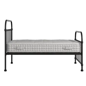 Timolin iron/metal bed in black with Juno mattress - Thumbnail