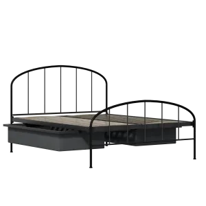 Waldo iron/metal bed in black with drawers - Thumbnail