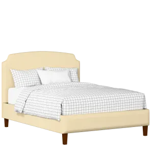 Poole Slim upholstered bed in oatmeal fabric - Thumbnail