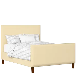 Porto upholstered bed in oatmeal fabric - Thumbnail