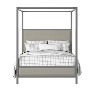 Byron Slim Upholstered wood upholstered upholstered bed in grey with Silver fabric - Thumbnail