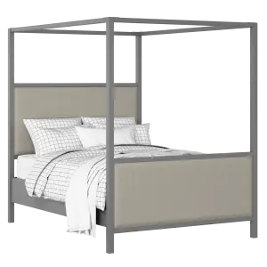 Byron Upholstered wood upholstered bed in grey with Silver fabric - Thumbnail