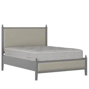 Marbella Slim Upholstered wood upholstered bed in grey with Silver fabric - Thumbnail
