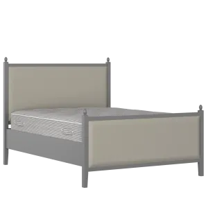 Marbella Upholstered wood upholstered bed in grey with Silver fabric - Thumbnail