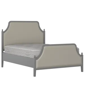 Ruskin Upholstered wood upholstered bed in grey with Silver fabric - Thumbnail