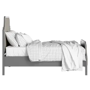 Ruskin Upholstered wood upholstered bed in grey with Silver fabric - Thumbnail