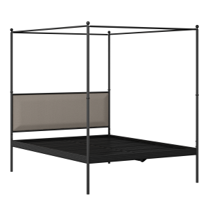 Vernon iron/metal bed in black with storm grey fabric showing slats - Thumbnail