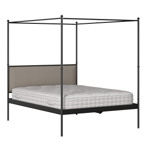 Vernon iron/metal bed in black with storm grey fabric - Thumbnail