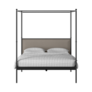 Vernon iron/metal bed in black with storm grey fabric - Thumbnail
