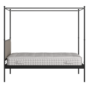 Vernon iron/metal bed in black with storm grey fabric - Thumbnail