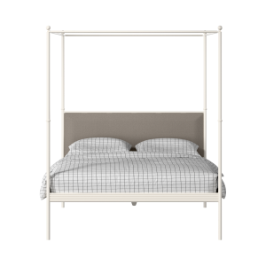Vernon iron/metal bed in ivory with storm grey fabric - Thumbnail