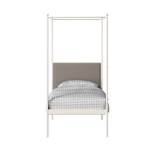 Vernon iron/metal single bed in ivory with storm grey fabric - Thumbnail