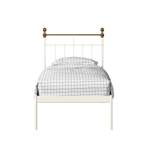Iver iron/metal single bed in ivory - Thumbnail