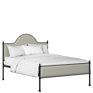 Albert Slim iron/metal upholstered bed in black with mineral fabric - Thumbnail