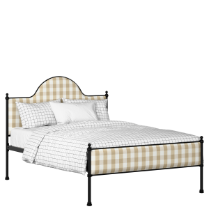Albert Slim iron/metal upholstered bed in black with Romo Kemble Putty fabric - Thumbnail