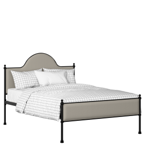 Albert Slim iron/metal upholstered bed in black with silver fabric - Thumbnail