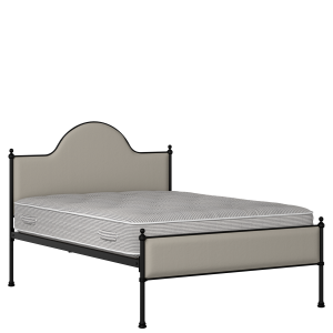 Albert Slim iron/metal upholstered bed in black with Silver fabric - Thumbnail