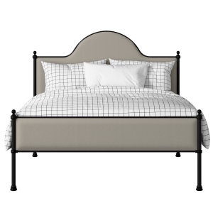 Albert Slim iron/metal upholstered bed in black with Silver fabric - Thumbnail