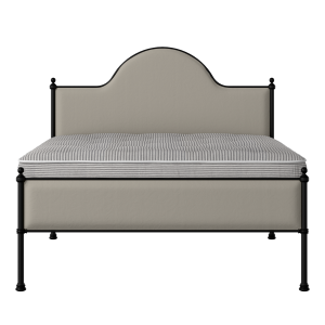 Albert Slim iron/metal upholstered bed in black with Silver fabric - Thumbnail