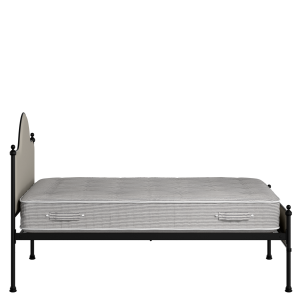 Albert Slim iron/metal upholstered bed in black with Silver fabric - Thumbnail