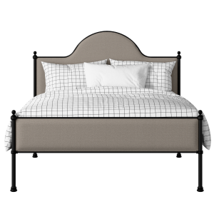 Albert Slim iron/metal upholstered bed in black with storm grey fabric - Thumbnail