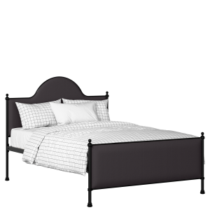Albert iron/metal upholstered bed in black with iron fabric - Thumbnail