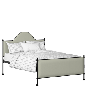 Albert iron/metal upholstered bed in black with mineral fabric - Thumbnail