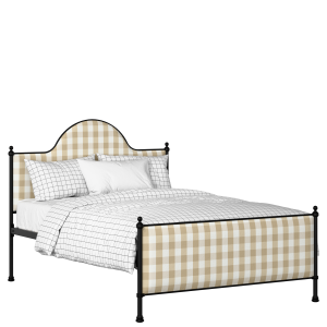 Albert iron/metal upholstered bed in black with Romo Kemble Putty fabric - Thumbnail