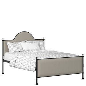 Albert iron/metal upholstered bed in black with silver fabric - Thumbnail